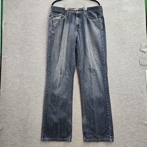 Anchor Blue Men Jeans 34X34 Denim Y2K Straight Leg Medium Wash Skater Streetwear